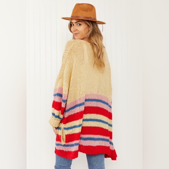 Davi & Dani Striped cardigan”Loveliest Smile” knit cardigan cozy sweater NEW - Picture 4 of 8